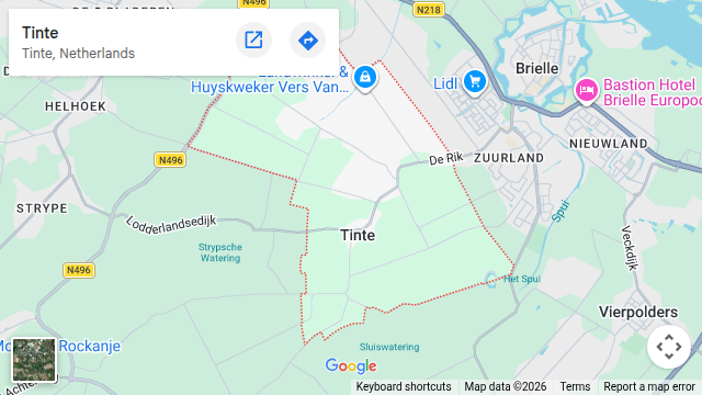 Kaart van Tinte in de gemeente Voorne aan Zee, de vestigingsplaats van Pascal van den Berg - Hovenier